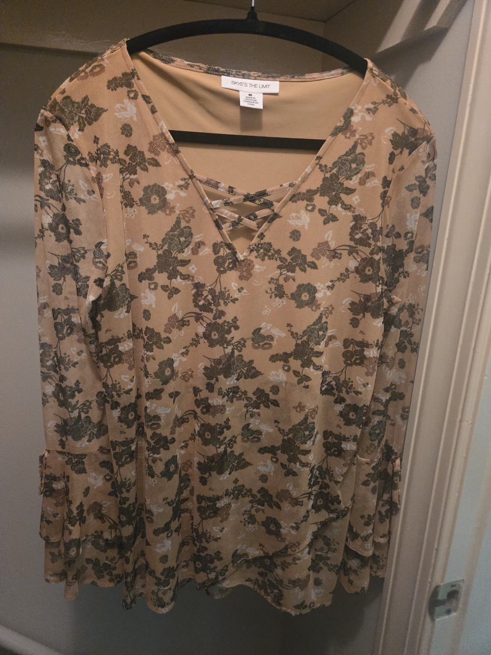 Skye's the Limit Mustard Floral Crisscross V-Neck Long Sleeve Dress